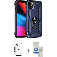 Marsilyan™- iPhone 14 Kılıf Ahenk Klasik Koleksiyonu - Şeffaf Royal Nano Ekran Koruyucu + Kırmızı Shine Kamera Lens