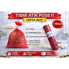 Renklime Tıbbi Atık Poşeti Orta Boy 10'lu 1 Rulo Kırmızı Tıbbi Atık Atık Poşeti