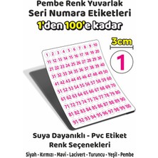 Sb Store 1'den 100'E Kadar Yuvarlak Seri Numara Etiketleri - 3cm - Pembe Renk