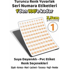 Sb Store 1'den 100'E Kadar Yuvarlak Seri Numara Etiketleri - 3,5cm - Turuncu Renk