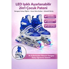 Yıldırım Oyuncak LED Işıklı Ayarlanabilir 2in1 Çocuk Pateni Arka Çift Teker Sistemli Tek Teker Kullanım Taşıma Çantal