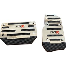 Renklime Universal Otomatik Metal Pedal Seti 2 Parça Krom Siyah