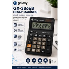 ArtMaster Hesap Makinesi Siyah 10.5X14.5 cm 1 Adet Galaxy GX-3866B 12 Haneli Orta Boy Ofis Büro Masaüstü Hesap Makinası