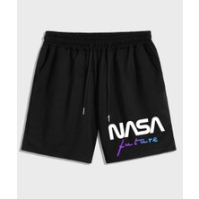 Punix Punıx Büyük Beden Nasa Future Baskılı Pamuk Dokuma Yeni Sezon Yazlık Erkek Battal Şort