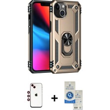 Marsilyan™- iPhone 14 Kılıf Ahenk Klasik Koleksiyonu - Şeffaf Royal Nano Ekran Koruyucu + Kırmızı Shine Kamera Lens