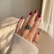 Sevil Gülgün Atelier Otantik El Yapımı  Doğal Taşlı Bronz Yüzük - Bohem Tasarım Ayarlanabilir
