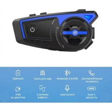Gümrük Bey Gearelec X6 Bluetooth Kask Kulaklık – IP65 Su Geçirmez, Gürültü Azaltma, 1500MAH Batarya, Interkom