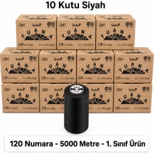 Tuana İplik Tuana Iplik Tuana 120 Numara 5000 Metre Polyester Dikiş Ipliği - 10 Kutu Siyah (60 Bobin)