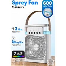 Nivego Sprey Fan Masaüstü Mini Klima 600 ml Su Tanklı 3 Hız Kademeli Buharlı Soğutucu Rgb Işıklı Taşınabilir Vantilatör-Pervane