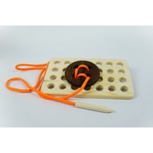 Özbience Doğal Ahşap Düğme Dikme ve Ip Geçirme Eğitici Oyuncak