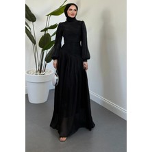 Merven Akyüz Zerinox Üstten Drapeli Abiye Siyah