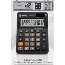 Artlantis Hesap Makinesi Siyah 10.5X14.5 cm 1 Adet Galaxy GX-3866B 12 Haneli Orta Boy Okul Ofis Büro Hesap Makinası