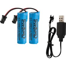Propil 2 Adet 3.7V 14500 Li-Ion Oyuncak Pili + USB Şarj Cihazı SM2P Soketli Set