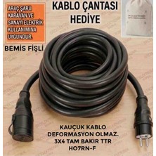 Srcelektronik Üntel Kauçuk Kablolu Araç Şarjı Uyumlu (1-40 Metre Arası (3x4 (H07RN-F) Ttr Tam Kauçuk - Tam Bakır Kablo) (Fişler Bemis Marka Kauçuk Tseli ) Uzatma Seyyar