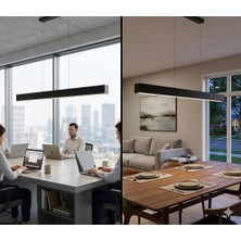 Trend LED Aydınlatma Lineer Siyah Kasa LED Avize 100CM