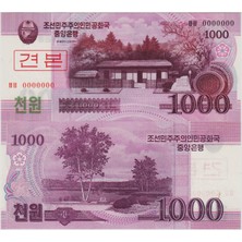 Banknoting Kuzey Kore 1000 Won 2008 Specimen. Çil Kondisyon.