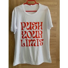 Edwol Push Your Lımıts - Sınırlarını Zorla- Yazılı Baskılı Erkek Unisex Siyah Tişört T-Shirt