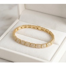 Gmn Collection Premium Seri Xuping Altın Kaplama Renkli Taş Işlemeli Göz Model Yassı Bileklik