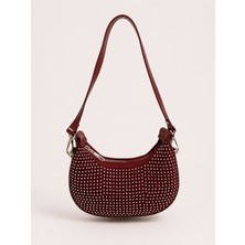 Bordo Taş Detaylı Omuz & Çapraz Çanta