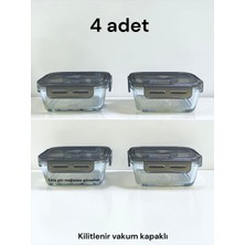 Paşabahçe Kahvaltılık Cam Kase Hava Almaz Sızdırmaz Silikon Vakumlu Kilitlenir Cam Saklama Kabı 4ADET