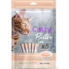 Catty Bistro Somonlu ve Deniz Taraklı Yetişkin Kedi Krema Ödülü 5 x 14 gr