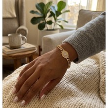 Gmn Collection Premium Seri Xuping Altın Kaplama Renkli Göz Model Kalın Zincir Bileklik