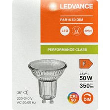 Avarson (1 Adet) Ledvance 4,5W Ilık Beyaz (4000K) Dim Edilebilir GU10 Duylu Cam Spot Ampul