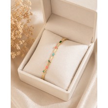 Gmn Collection Premium Seri Xuping Altın Kaplama Renkli Geometrik Taş Işlemeli Bileklik