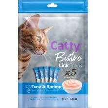 Catty Bistro Ton Balıklı ve Karidesli Yetişkin Kedi Krema Ödülü 5 x 14 gr