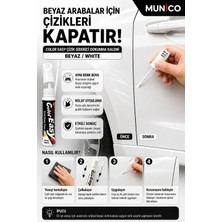 Munico 3 Adet Beyaz Araç Çizik Giderici Rötuş Kalemi 5 ml Metalik Beyaz Kaporta Tampon Onarım Boya Rötuş