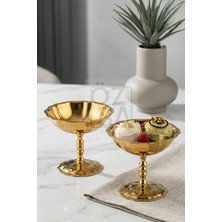 ÖzSa Home Antique Ikili Ayaklı Paslanmaz Çelik Dondurma Tatlı Sunum Kasesi Çelik Sunumluk Ikramlık