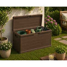 Csb Store Kahverengi Bahçe Sandığı 280 Litre – Teras & Balkon Için Dayanıklı Depolama Kutusu 117X45 cm