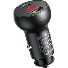 Cekar Store CC-7030 45W 1xtype-C 1xusb Girişli Dijital Göstergeli Araç Çakmak Şarjı- Siyah