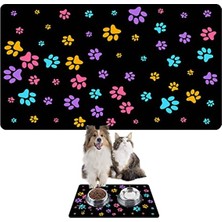 Cekar Store Monnhein Mama ve Su Evcil Hayvan Beslenme Matı, Kolay Temizlenen Emici Su Geçirmez Kumaş, Küçük Orta Boy ve Büyük Kedi ve Köpekler Için Dayanıklı Köpek Kedi Paspas (50X35, Renkli Patiler)
