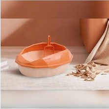 Cekar Store Floriashopping Yavru Kedi Kumluğu Kum Sıçrama Emniyetli Kürek Hediyeli Kedi Tuvalet Kabı Turuncu
