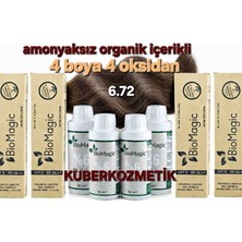 Biomagic 6.72 Koyu Küllü Kumral Organik Içerikli Amonyaksız Kalıcı Saç Boyası 4boya +4oksidan