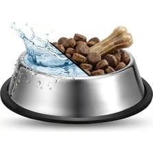 Cekar Store Köpekler Için Paslanmaz Çelik Mama ve Su Kabı (34 Cm) - Kaydırmaz Kauçuk Tabanlı - Koku Tutmaz - Yaş ve Kuru Mama Için Uygun - Bulaşık Makinesinde Yıkanabilir - 3000 ml Mama Kapasiteli