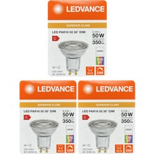 Avarson (3 Adet) Ledvance 6W Ilık Beyaz (4000K) Dim Edilebilir GU10 Duylu Cam Spot Ampul