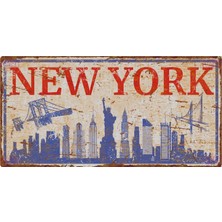 AYNED Print Pas Efektli New York Duvar Tabelası – Dekoratif Ahşap Şehir Levhası