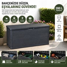 Csb Store Antrasit Bahçe Depolama Sandığı 280L – 117X45 cm Büyük Boy Dış Mekan Saklama Kutusu