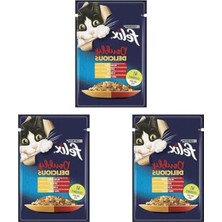 Cekar Store Çifte Lezzet Yaş Kedi Maması, Sığır & Tavuklu, 85 G 3lü Paket