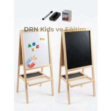 Özbience Çift Taraflı Manyetik Ahşap Yazı Tahtası, 15 Renkli Tebeşir ve Kalem Hediye