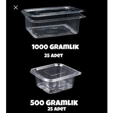 MGZ Plastik Sızdırmaz Kap 500 gr - 1000 gr Kullan At Tek Kullanımlık Kapaklı Kase 25 Adet 2 Li Set