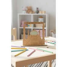 Özbience Renkli Ahşap Camii Maketi, Eğitici Çocuk Boyama Seti (20X17 Cm)