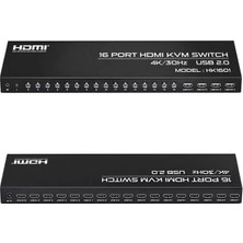 Pazarcan HK1601 16 Port 4K 30Hz Video Hdmı 2.0 Kvm Anahtarlı Kablolu Switch