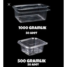 MGZ Plastik Sızdırmaz Kap 500 gr - 1000 gr Kullan At Tek Kullanımlık Kapaklı Kase 50 Adet 2 Li Set