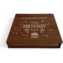 İnci Çikolata Happy Birthday Tasarımlı Ahşap Kutulu Çikolata