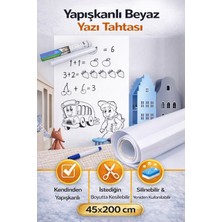 Özbience Yapışkanlı Beyaz Yazı Tahtası Sticker Rulo 45X200 Cm, Silinebilir ve Kesilebilir