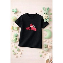 Futbol Temalı Baskılı Kız Erkek Çocuk Tshirt Tişört Tee Rahat Yumuşak 100% Pamuk