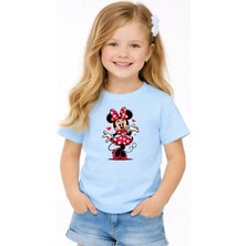 Kız Çocuk Minnie Baskılı Kırmızı Tişört – %100 Pamuk, Rahat Kalıp, Günlük T-Shirt